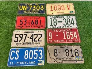License Plates From 8 Different States