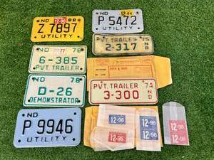 ND License Plates - Utility, PVT Trailer & Unused Tabs
