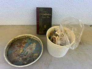 Bar Items - Grain Belt Tray, Christian Brothers Brandy Book, Bottle Toppers & Misc