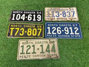 1954-1958 ND License Plates
