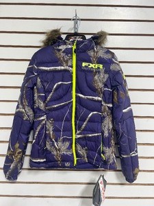 lot 175 image: FXR WOMENS FUZE DOWN JACKET PURPLE CAMO SIZE 4