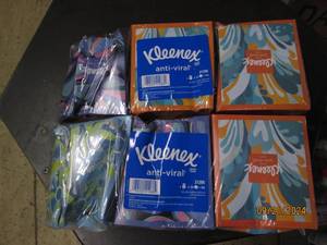 lot 188 image: 6 packages of kleenex damage to box...