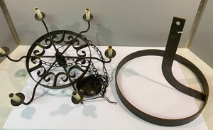 Wrought Iron Pot Rack and Light Fixture