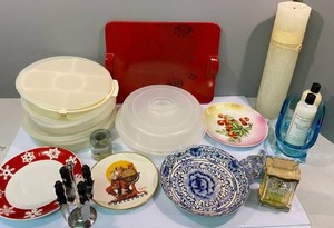 Large Tupperware Covered Sectional Trays and more