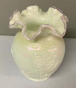Vintage Pastel Ruffled Rim Fenton Vase