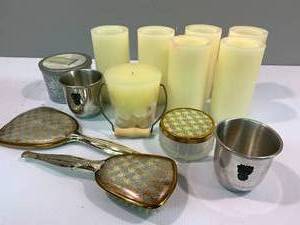 Electric Candles, Retro Dresser Set, Pewter Cups