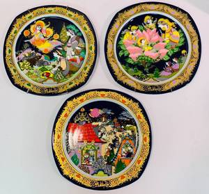 Three Incredible Bjorn Wiinblad Porcelain Christmas Carols Plates plus One Gural Porcelain Plate