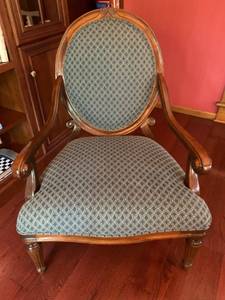 Two Vintage Upholstered Wood Frame Chairs