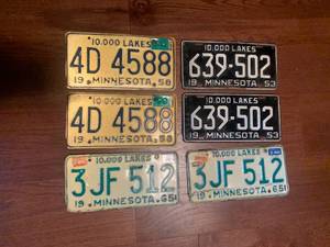 Minnesota Vintage License Plates