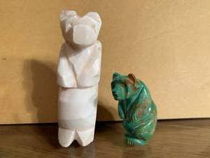 Two Standing Bear Fetishes - One is solid turquoise