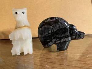 Two Bear Fetishes one Black, one White