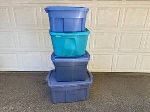 Four Large Plastic Containers with Lids