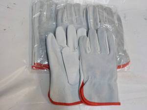 4 Pair 100% Leather Work Gloves siz...
