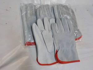 4 Pair 100% Leather Work Gloves siz...