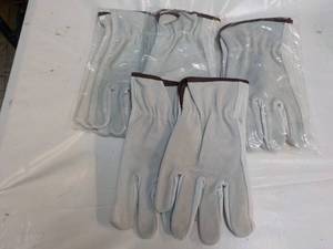 4 Pair 100% Leather Work Gloves siz...