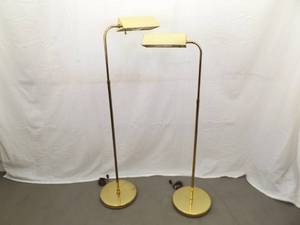2 WORKING Mid Century Modern Brass Floor Lamps