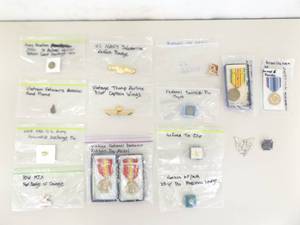 Lot of Vintage AUTHENTIC Military Pins, Patches, Medals, etc.