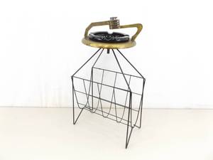 Vintage Art Deco Ashtray, Lighter, and Magazine Rack Combo