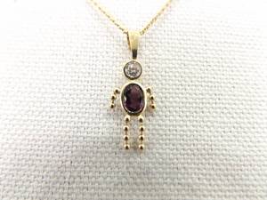 14K Yellow Gold Amethyst Mothers Child Birthstone Pendant Necklace