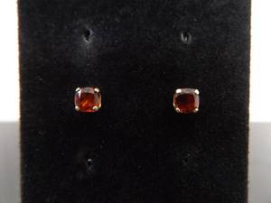 Pair Of 10K Yellow Gold Garnet Post Earrings