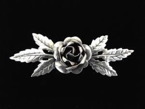 .925 Sterling Silver Rose Brooch