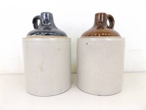 2 Antique 1 Gallon Stoneware Crock Jugs