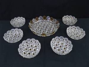 Antique 7 Piece Set of Early American Pattern Glass (EAPG) Daisy &amp Button&nbsp