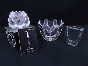 Lot of 3 Orrefors Sweden Crystal Bud Vases and Votive
