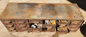 lot 625 image: Metal 24 Drawer with contents Rusty