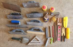 lot 634 image: Lot of Concrete Tools Trowels Misc