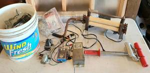 lot 759 image: Misc Hardware Tools Tile Roller, 2 Electric Motors, Joust Hangers 