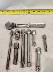 lot 138 image: 14 & 38 Drive Extensions,Craftsman flying V, Ratchet Wrenches