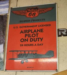 lot 247 image: Metal Airplane Sign 14 x 9