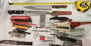 lot 164 image: Knife Lot , Box Cutters, Scissors, Scrappers, Scaples