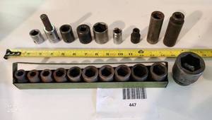 lot 447 image: Assorted 12 Drive Impact Sockets