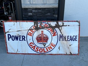 lot 7 image: Red Crown Gasoline Porcelain Sign