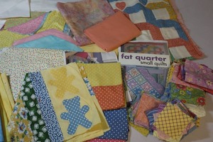 lot 46 image: Fat Quarters Small Quilts and Coordinating Fabrics Pattern Kit...Project Started