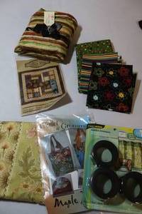lot 49 image: Project Kit October Table Topper Quilt By Cotton Way, Wallet Shoulder Bag Pattern Kit By Maple Island Quilts