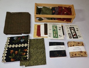 lot 9 image: Patch Abilities Holiday Tree and Cardinals Pattern wVintage Fats Material Folk-Art Woolies By Maywood Studio Moda Etc.