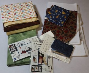 lot 63 image: Patch Abilities Winter Whimsy Three-Scene Hanging Kits, Kittens & Cotton, Backing & Bulk Fabrics 100% Cotton Deb Strain for Moda, Patrick & Michelle for Benartex, Tokyo for Red Rooster, Shadowplay By Maywood Studio