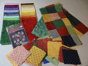 lot 82 image: Bulk Quilting Sewing Fabric wPattern Flower Boxes 11 and Coordinating Fabrics...Project Started