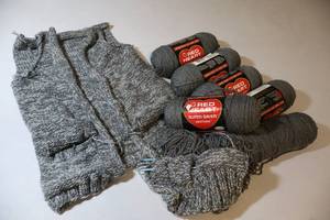 lot 14 image: Bulk Knitting Crocheting Yarn wProject Sweater Started...