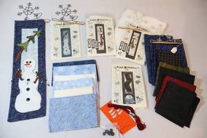 lot 62 image: (4) Patch-Abilities Winter Snowman Kits wExtra Fabric, Snowflake Hangers, Batting Etc