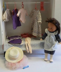 lot 102 image: RARE Body Tag Dates 1982Vintage 1978 My Friend Jenny Doll #212 by Fisher-Price Toys wAdditional Clothes, Accessories and Clothes Closet