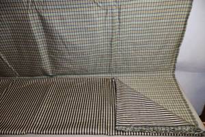 lot 134 image: Bulk Fabric Wellesley By Robert Allen  Home Black Gold Satin Striped Reverse Side Plaid Upholstery Drapery