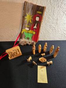 lot 155 image: Hand Craved Nativity Set From The Olive Trees of Jerusalem