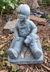 lot 180 image: Cement Boy Lawn Ornament