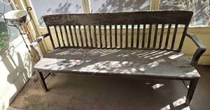 lot 178 image: Rustic Outdoor Bench and Rusty Vintage Plant Stand