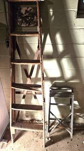 lot 91 image: Pair of Ladders--Small Aluminum & Wooden