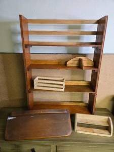 lot 241 image: Wooden Book Shelf and Wooden Wall Mounts